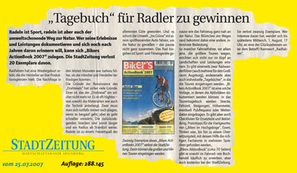 StadtZeitung Augsburg: "Tagebuch" für Radler zu gewinnen